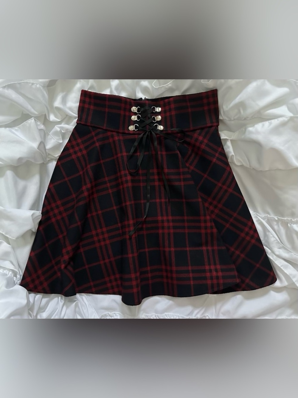 Modakawa Red And Black Plaid Mini Skirt Women’s Size Small